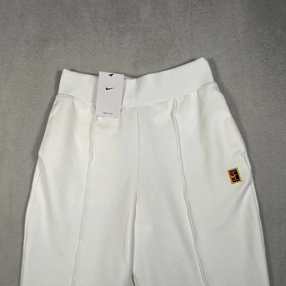 NWT-Nike Dri-FIT Heritage Knit Pants Women's Small White Tennis Slim Fit